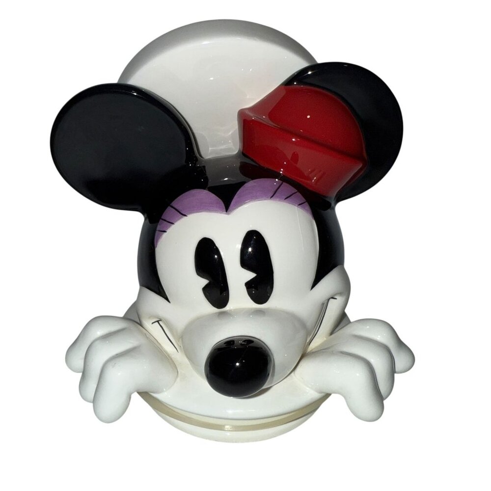 Vintage Disney Friends Minnie Mouse Peek A Boo Canister with Lid White Black